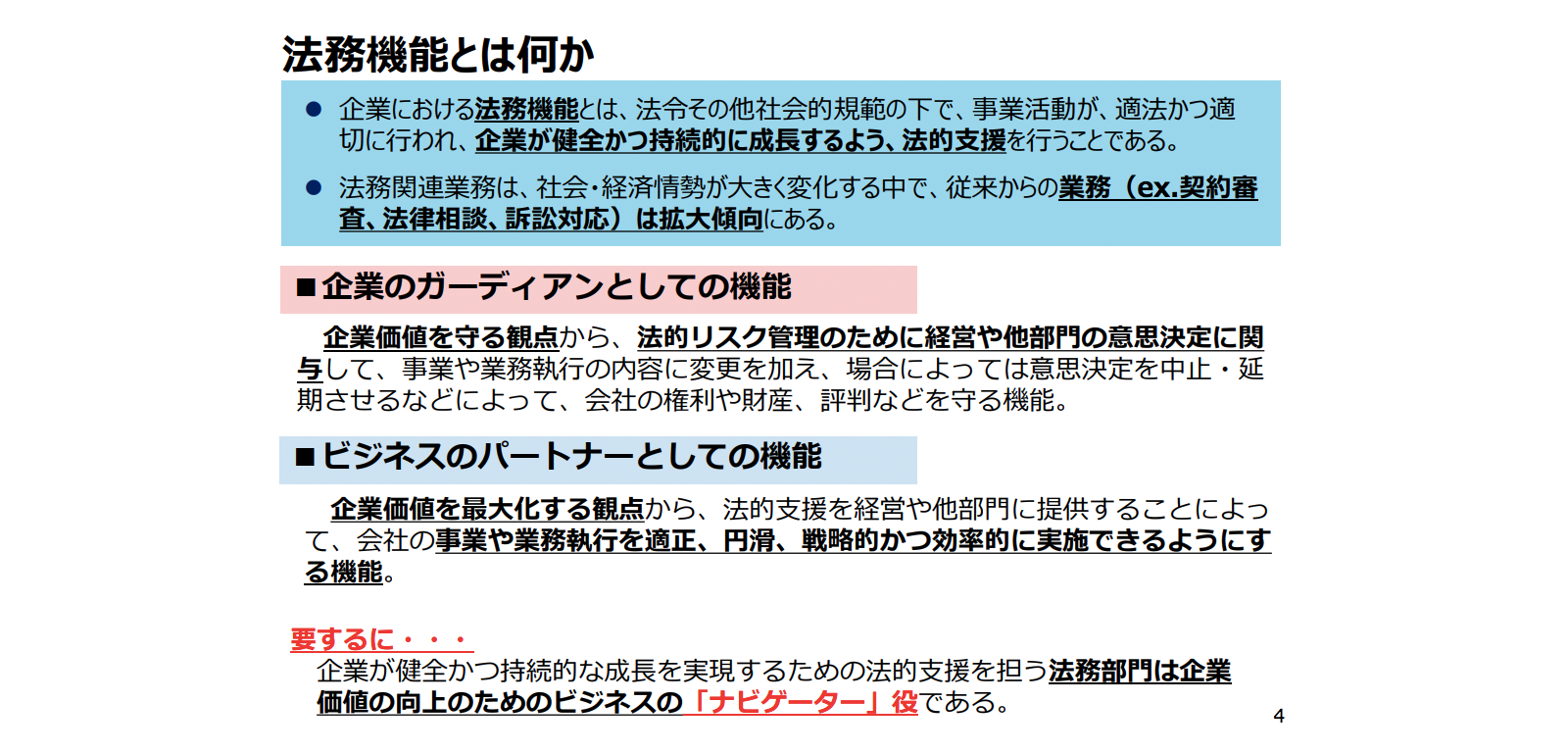 経済産業省「国際競争力強化に向けた日本企業の法務機能の在り方研究会報告書について[概要] 」P4 https://www.meti.go.jp/press/2018/04/20180418002/20180418002-1.pdf