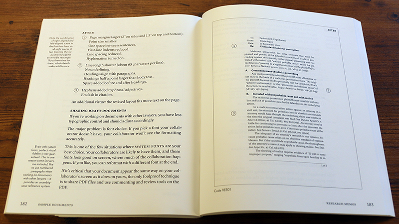 Matthew Butterick『Typography for Lawyers（法律家のためのタイポグラフィ）』P182—183